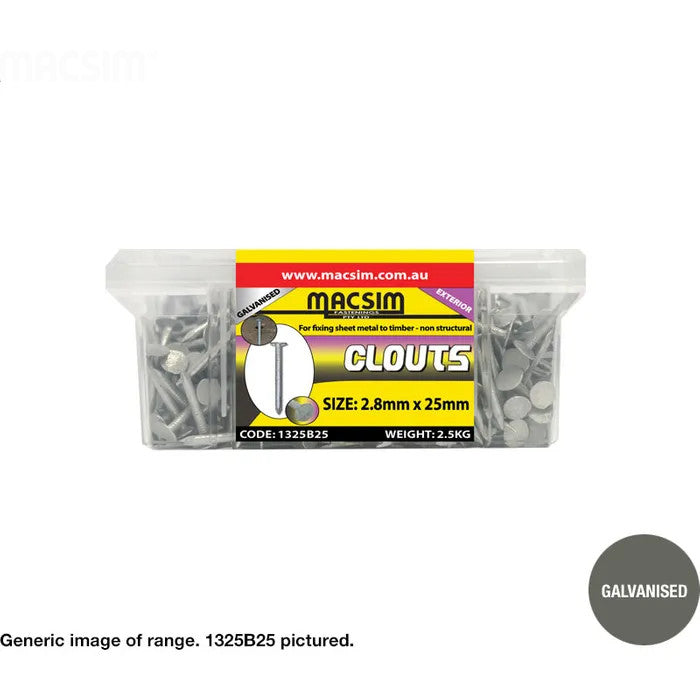 Clouts 2.8mm Galvanised Fasteners
