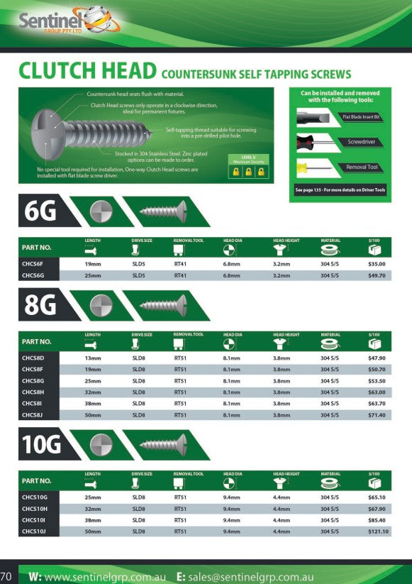 Clutch Head Removal Tool - 3 Tool Sizes to suit Various Screw Sizes
