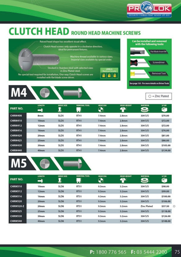 Clutch Head Removal Tool - 3 Tool Sizes to suit Various Screw Sizes