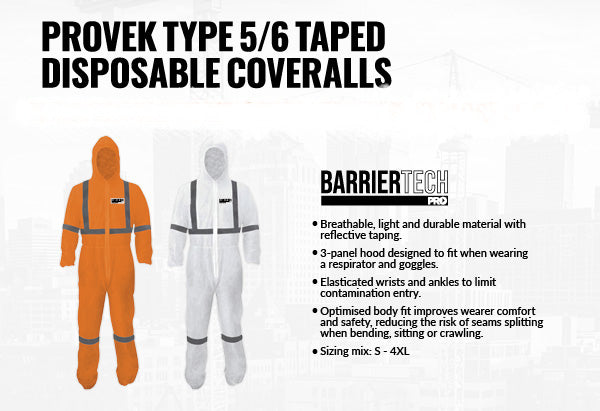 Pro Choice Type 5/6 Taped Disposable Coveralls Pack of 5 - Various Sizes