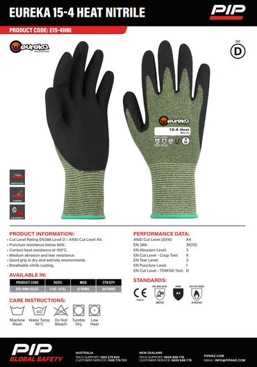 Eureka 15-4 Heat Nitrile Gloves - size 9 only