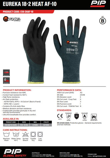 Eureka 18-2 Heat Arc Flash 10 Gloves - Size 9 only