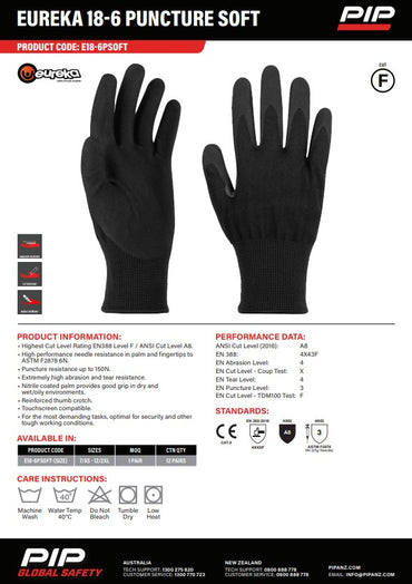Eureka 18-6 Puncture Soft Gloves - 6 size options