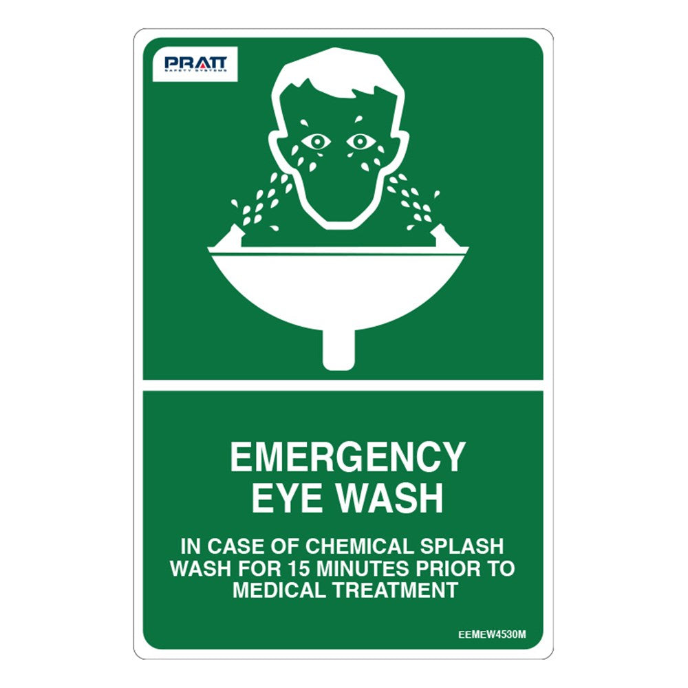 Pratt Emergency Shower & Eyewash Signs and Optional Wall Mounting Brackets