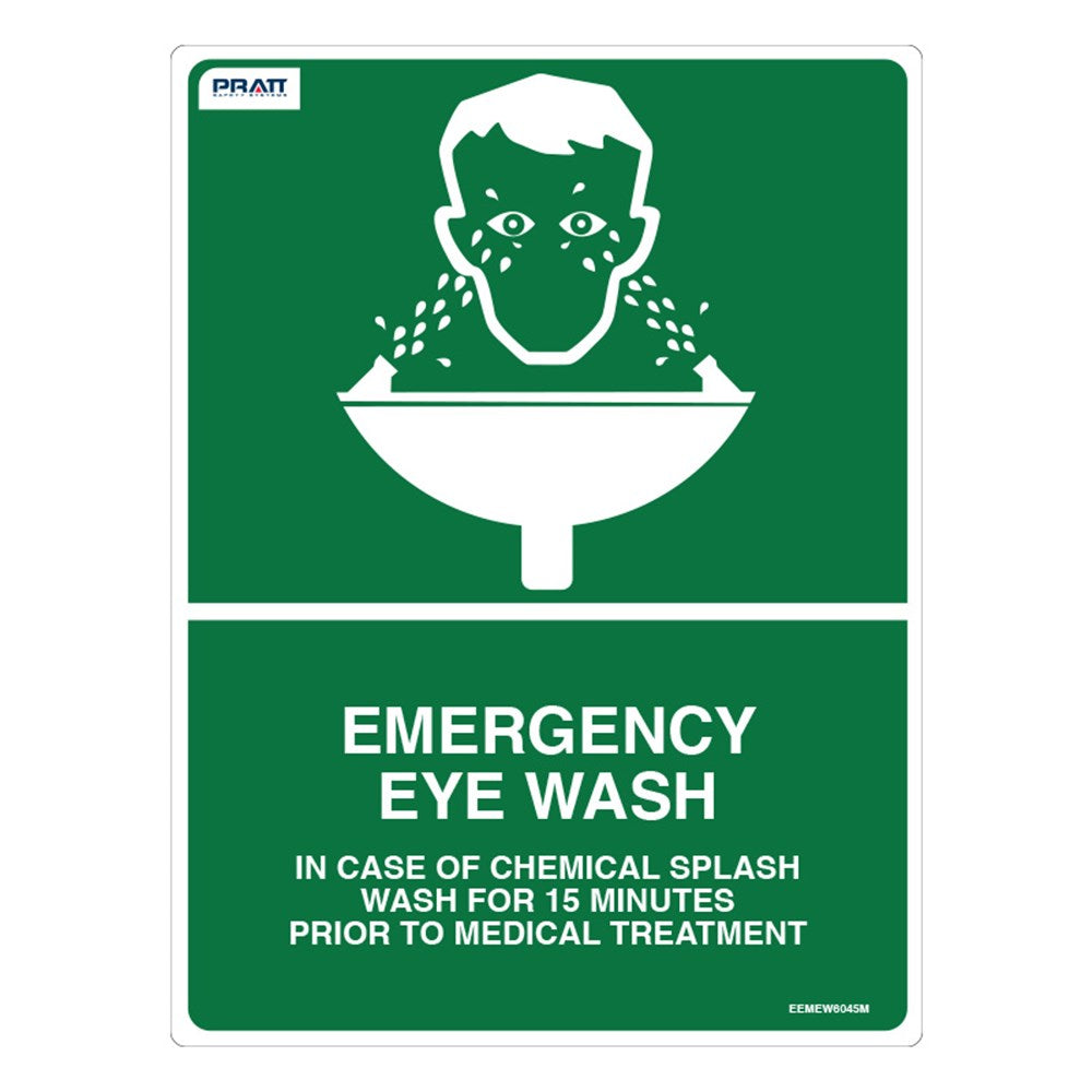 Pratt Emergency Shower & Eyewash Signs and Optional Wall Mounting Brackets