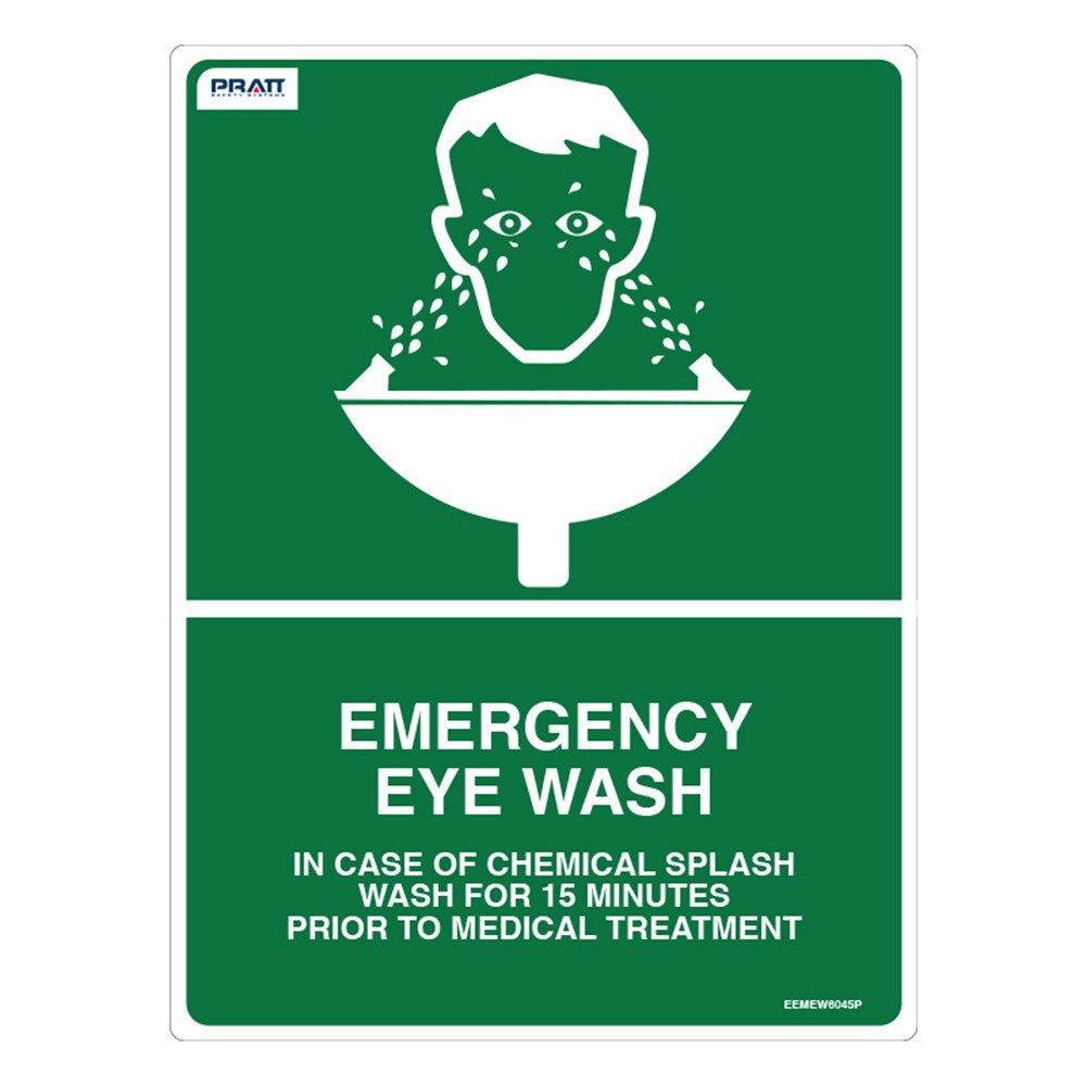 Pratt Emergency Shower & Eyewash Signs and Optional Wall Mounting Brackets