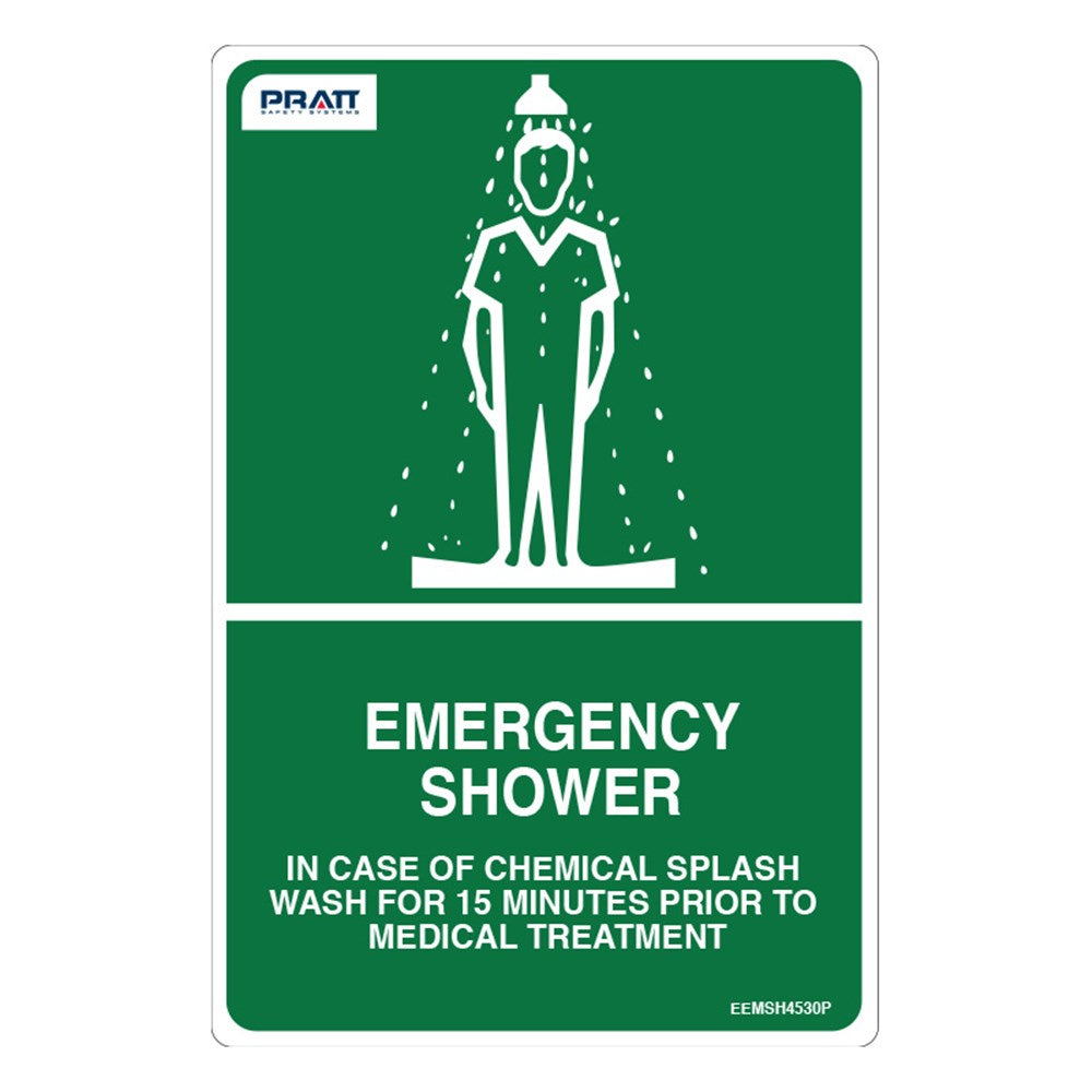Pratt Emergency Shower & Eyewash Signs and Optional Wall Mounting Brackets