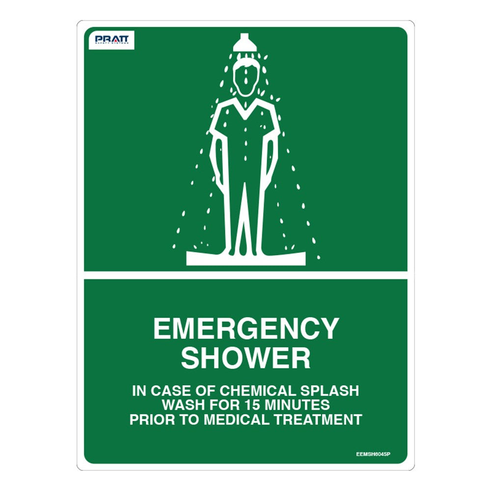Pratt Emergency Shower & Eyewash Signs and Optional Wall Mounting Brackets