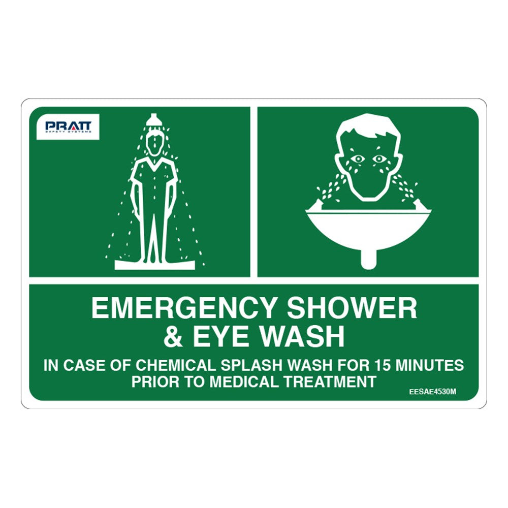 Pratt Emergency Shower & Eyewash Signs and Optional Wall Mounting Brackets
