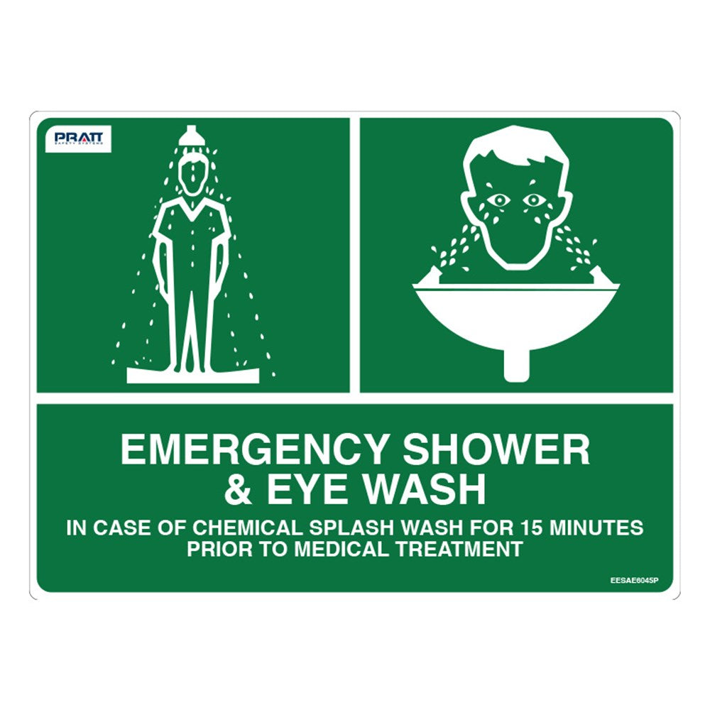 Pratt Emergency Shower & Eyewash Signs and Optional Wall Mounting Brackets