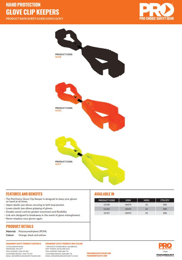 Pro Choice Glove Clip Keeper Durable and Convenient for Work and Safety Use