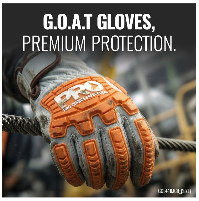 Pro Choice Goat Grain Leather Cut F Impact Rigger Gloves - 1 Pair in 6 Size Options
