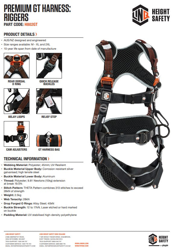 Linq Premium GT Harness - Rope Access, Multi-Purpose, Riggers or Tower Harnesses