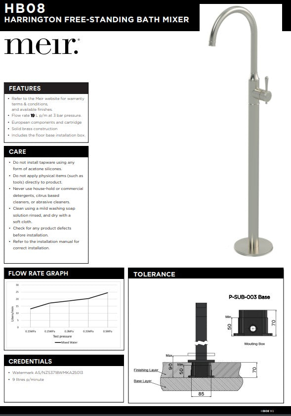 Meir Harrington Brushed Nickel Freestanding Bath Filler