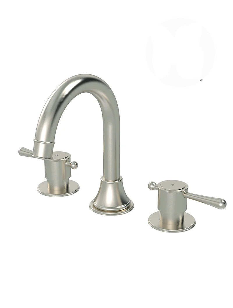 Meir Harrington Brushed Nickel Three Hole Basin Set with Lever Handle