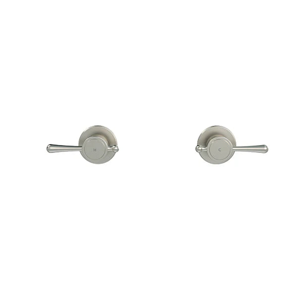 Meir Harrington Brushed Nickel Quarter Turn Wall Tap Set
