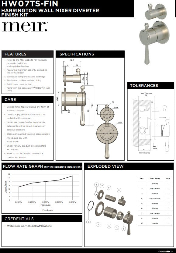 Meir Harrington Brushed Nickel Diverter Mixer
