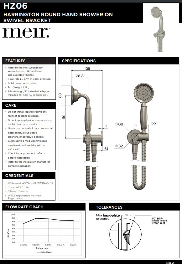 Meir Harrington Brushed Nickel Hand Shower on Swivel Bracket