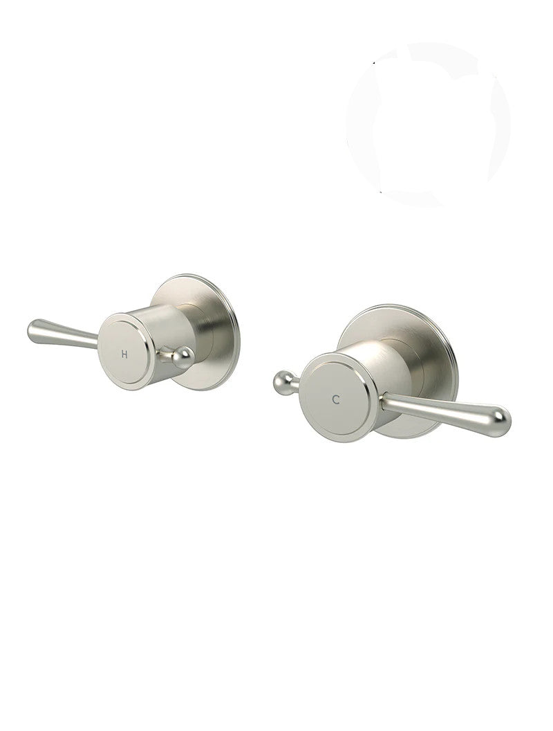 Meir Harrington Brushed Nickel Quarter Turn Wall Tap Set
