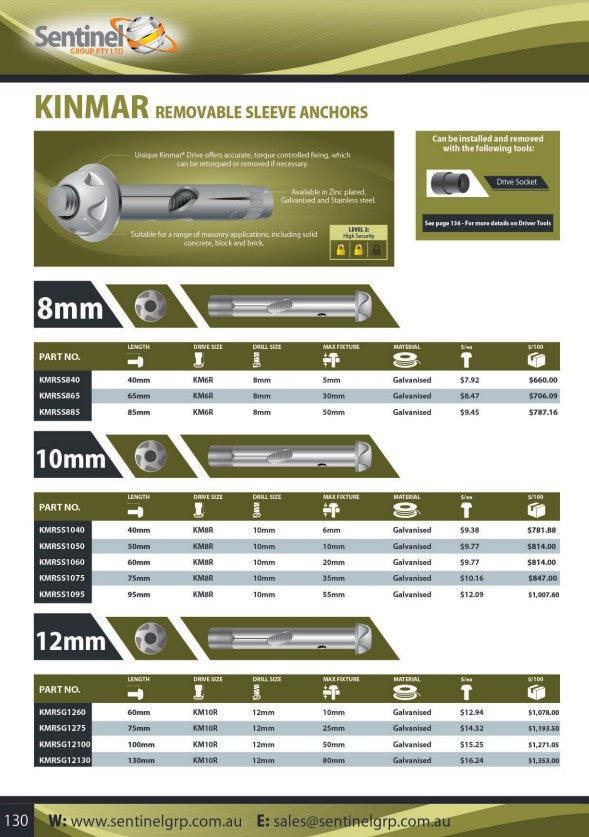 Kinmar Removable Drive Socket - Various Size Options