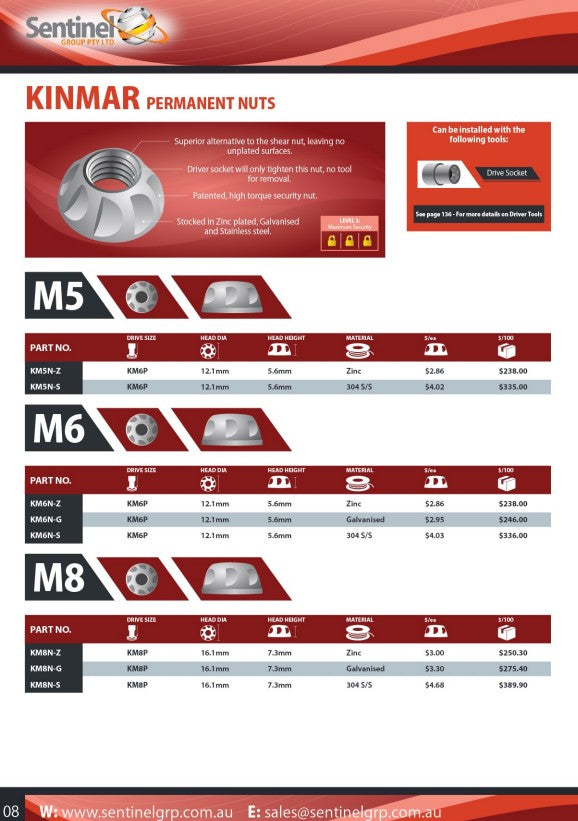 Kinmar Permanent Drive Socket - in Various Metric Sizes