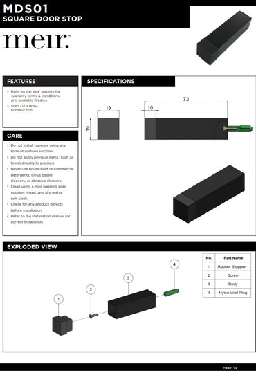 Meir Matte Black Square Door Stop