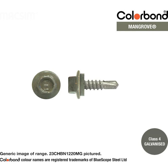 Macsim Hex Washer Face Self Drilling Galvanised PAINTED HEAD Screws - Box of 1000 - Various Sizes and Colours
