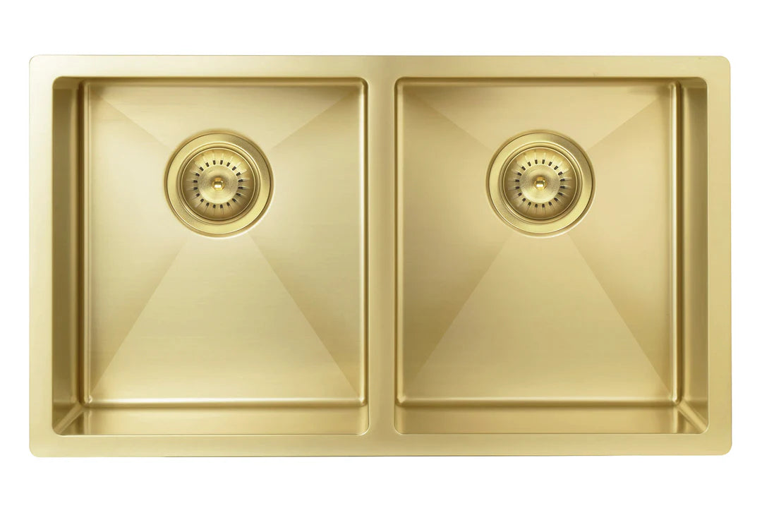 Meir Lavello Kitchen Sink - Double Bowl 760 x 440mm - 3 Colour Finishes