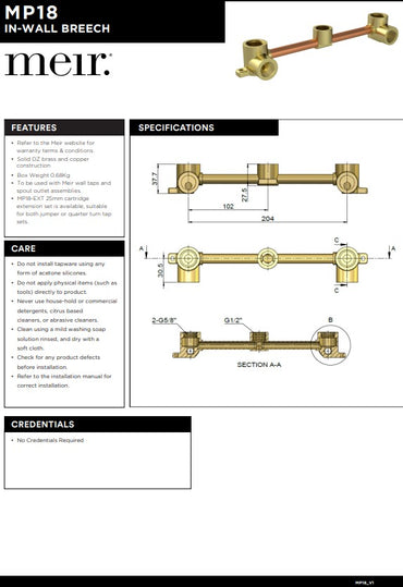 Meir Concealed in-wall assembly for bath and basin