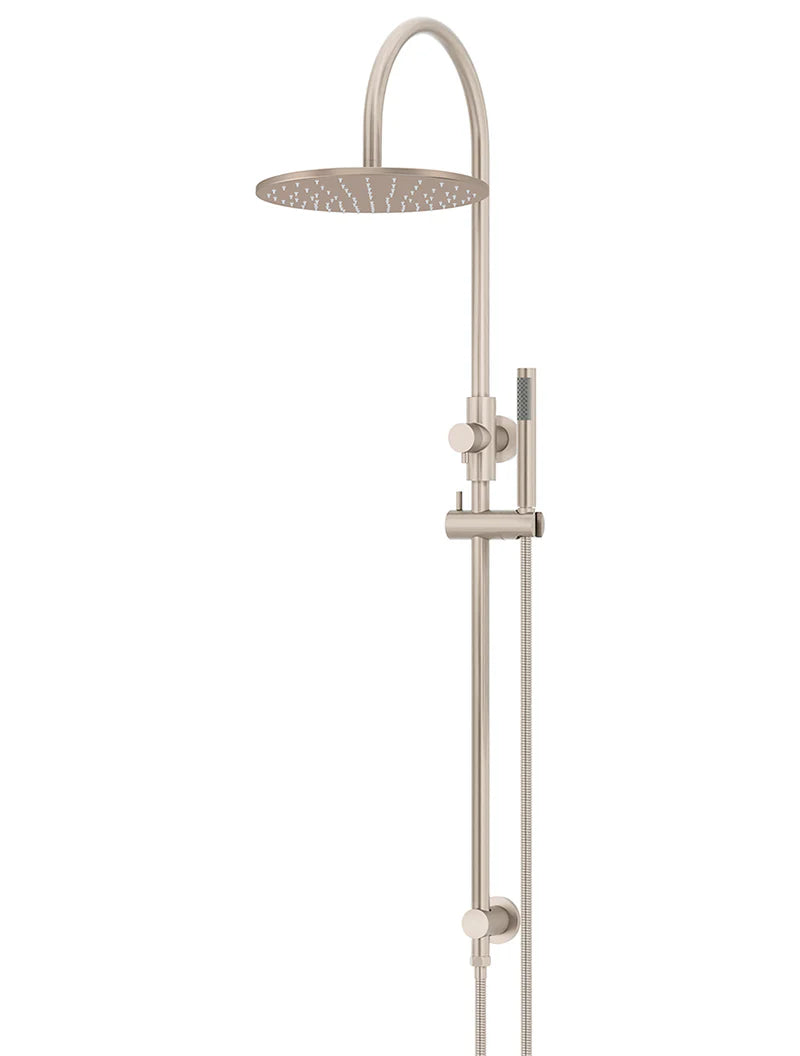 Meir Round GooseNeck Shower Set 300mm Rose + Single Function Hand Shower