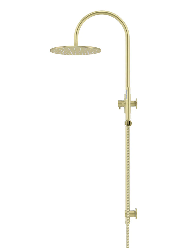 Meir Round GooseNeck Shower Set 300mm Rose + Single Function Hand Shower