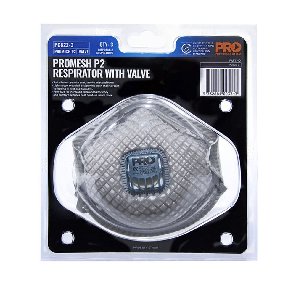 Pro Choice Dust Masks Promesh P2+Valve - 3 or 12 Box