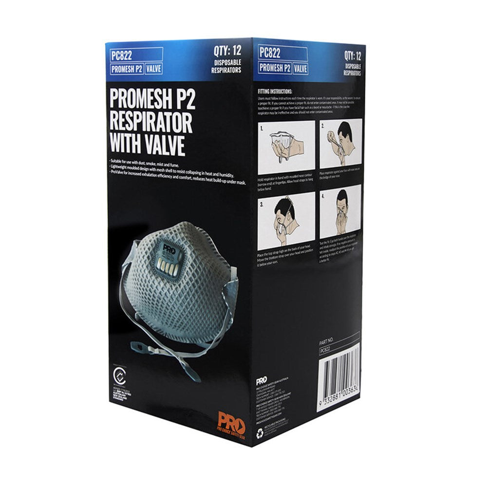 Pro Choice Dust Masks Promesh P2+Valve - 3 or 12 Box