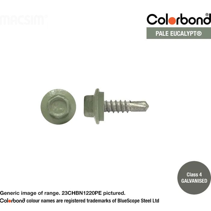 Macsim Hex Washer Face Self Drilling Galvanised PAINTED HEAD Screws - Box of 1000 - Various Sizes and Colours