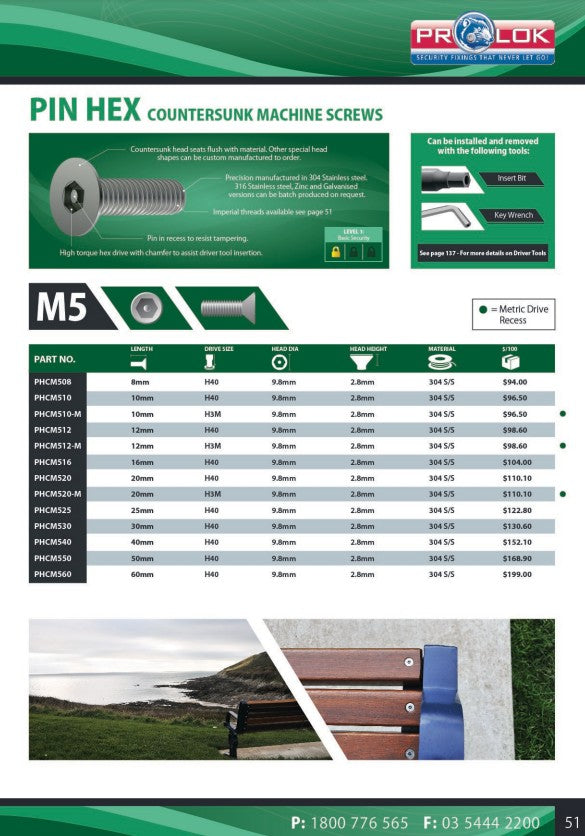Pin Hex Key Wrench - in Various Sizes