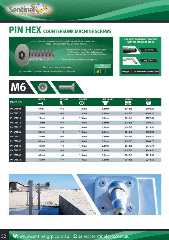 Pin Hex Insert Bit - Various Sizes
