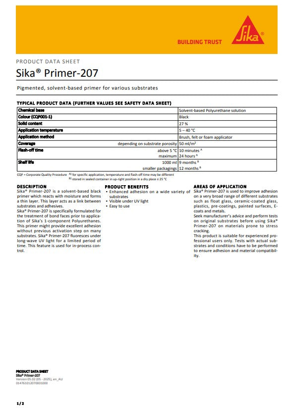 Sika Primer 207 100ml Box of 8 or 250ml Box of 6