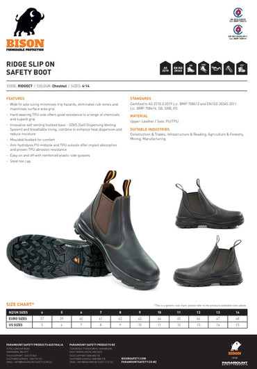 Ridge Slip On Safety Boot Chestnut