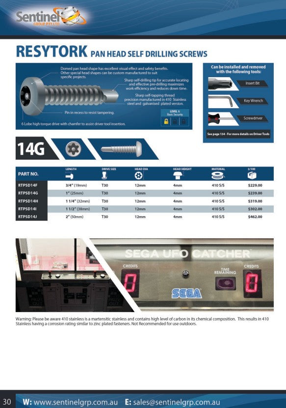 Resytork Pan Head Self Drilling Screw Box of 100 - 2 Material Options in Various Lengths