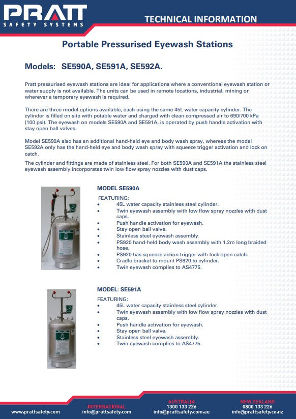 Pratt Portable Eye Wash Units and Accessories
