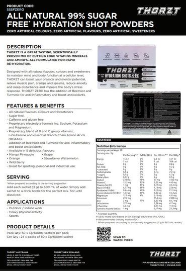 Thorzt ZERO Sugar Free Solo Shots Natural Mixed Flavours