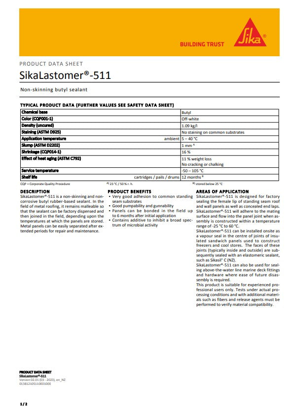 Sikalastomer 511 Off White 310ml Cartridge - Box of 36