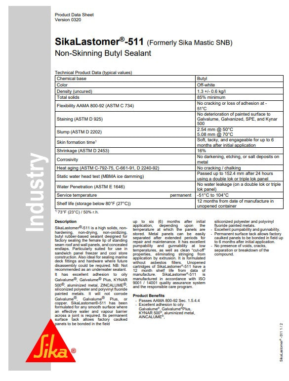 Sikalastomer 511 Off White 310ml Cartridge - Box of 36
