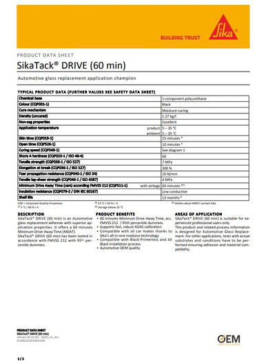 SikaTack Drive (60 Min) Black 600ml Sausage - Box of 20