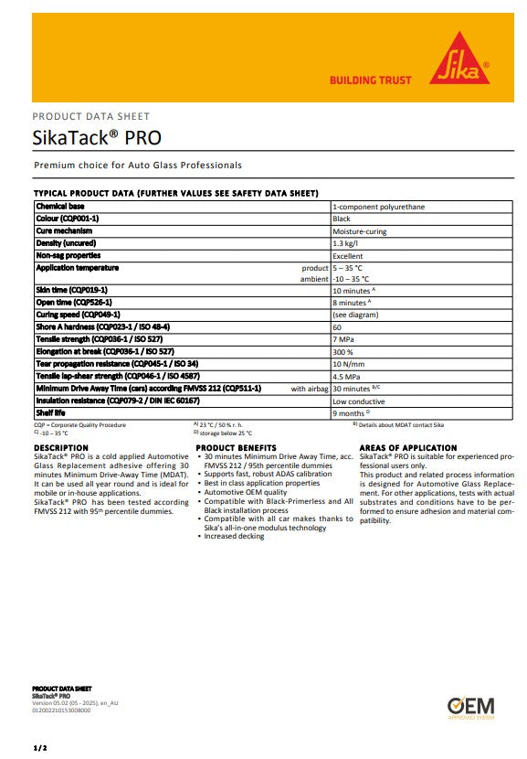 SikaTack Pro Black 600ml Sausage - Box of 20