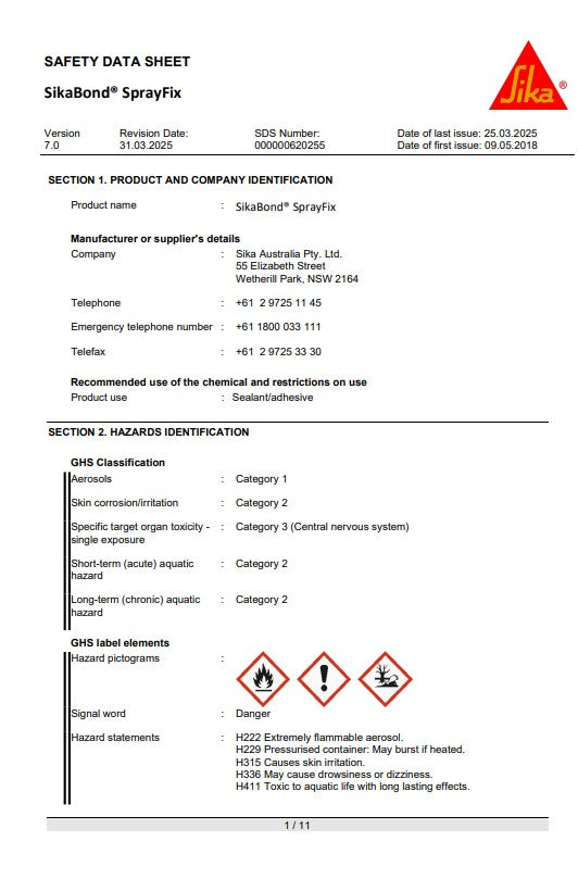 SikaBond SprayFix 575ml can - Box of 6