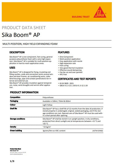 Sika Boom AP Expanding Foam 500ml or 750ml Can - Box of 6