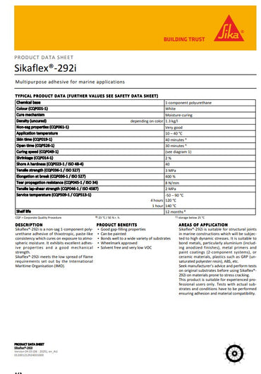 SikaFlex-292i White 600ml Sausage - Box of 20