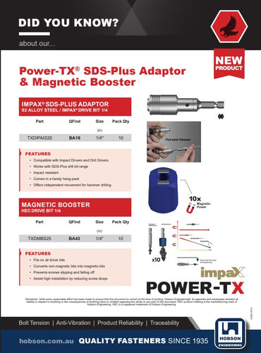 Hobson IMPAX SDS Plus Adaptor 1/4"