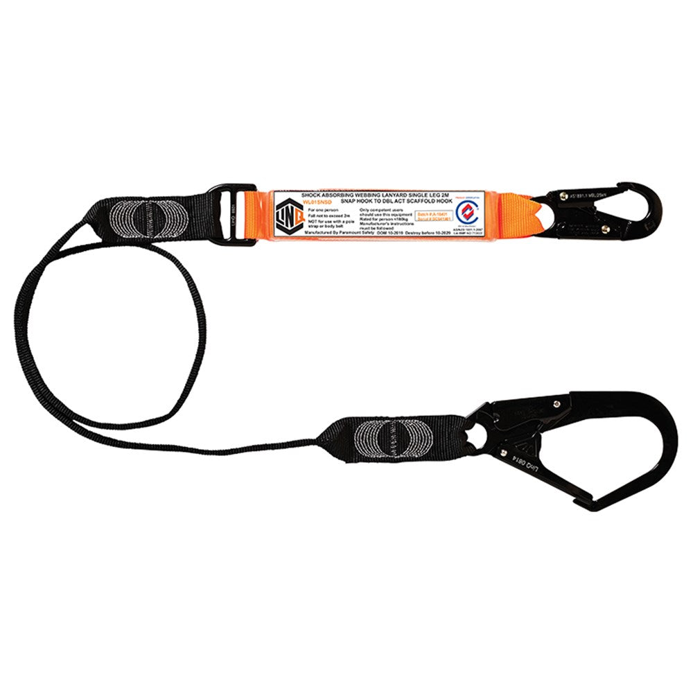 Linq Elite Single Leg Shock Absording Webbing Lanyards - Plus Hardware Options